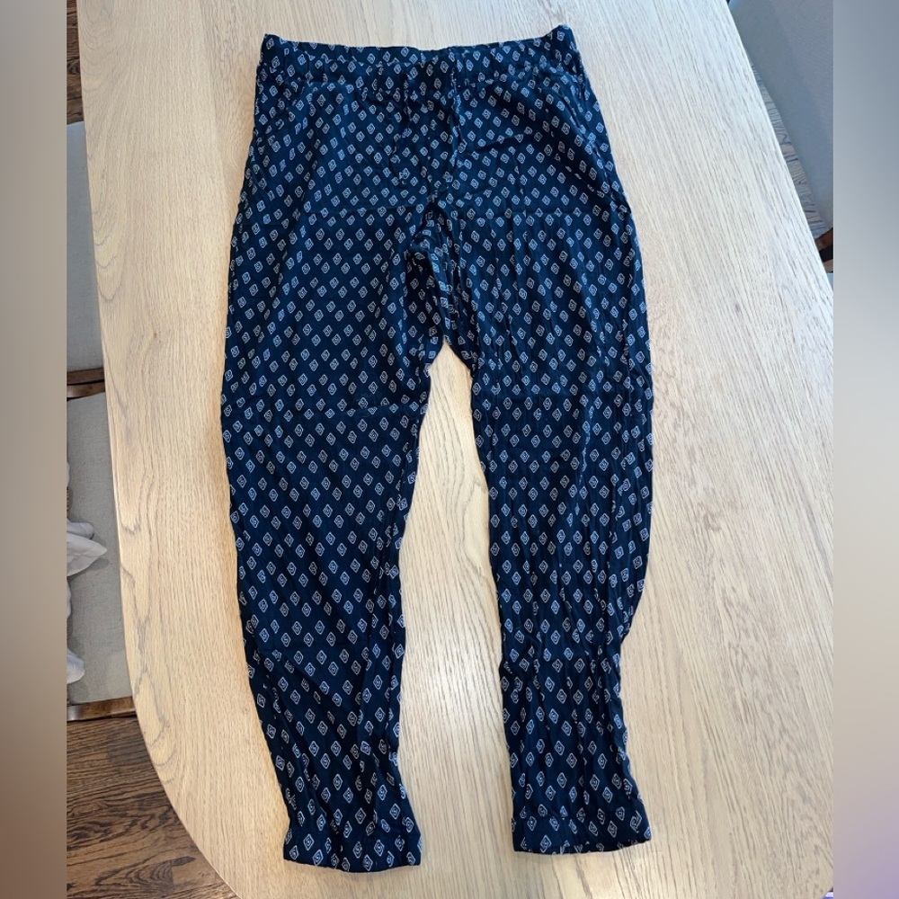 Blue Motion Jersey Pants Black and White Patterned Trousers Joggers Size S